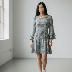 My Michelle Monochrome Long Sleeve Dress